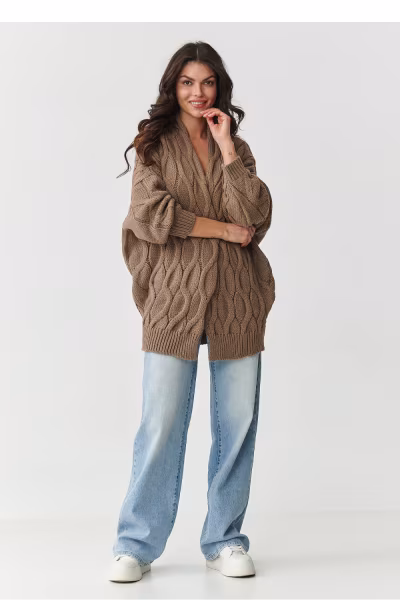 Sweter Kardigan Model S163 Cappuccino - Makadamia — zdjęcie 2