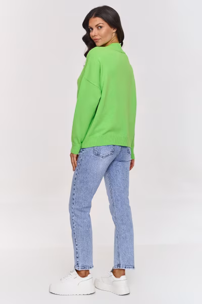 Sweter Damski Model S158 Limonka - Makadamia — zdjęcie 3