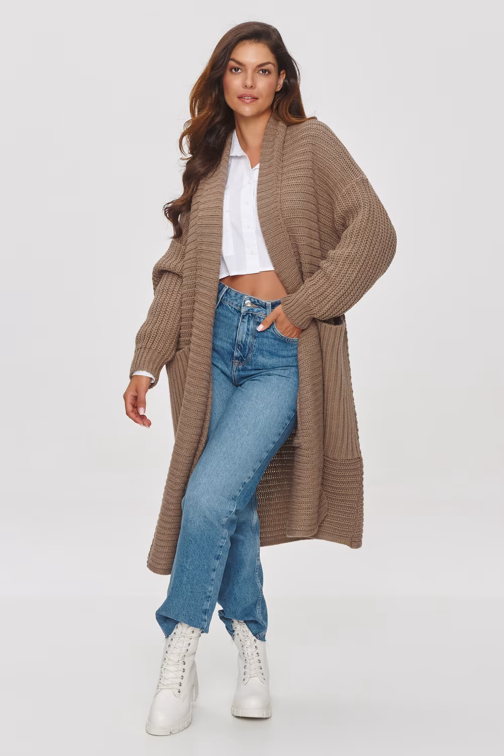 Sweter Kardigan Model S153 Cappuccino - Makadamia