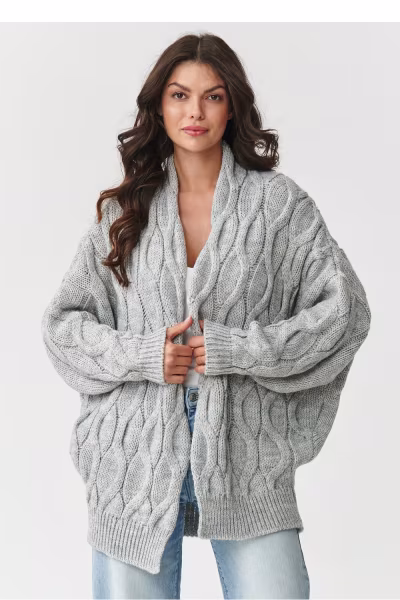 Sweter Kardigan Model S163 Grey Melange - Makadamia — zdjęcie 1