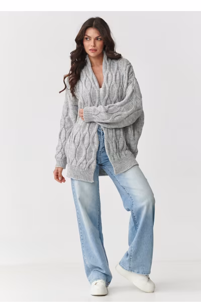 Sweter Kardigan Model S163 Grey Melange - Makadamia — zdjęcie 2