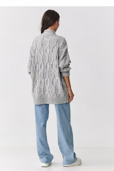 Sweter Kardigan Model S163 Grey Melange - Makadamia — zdjęcie 3