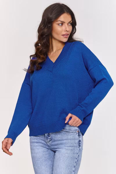Sweter Damski Model S158 Cobalt - Makadamia — zdjęcie 1