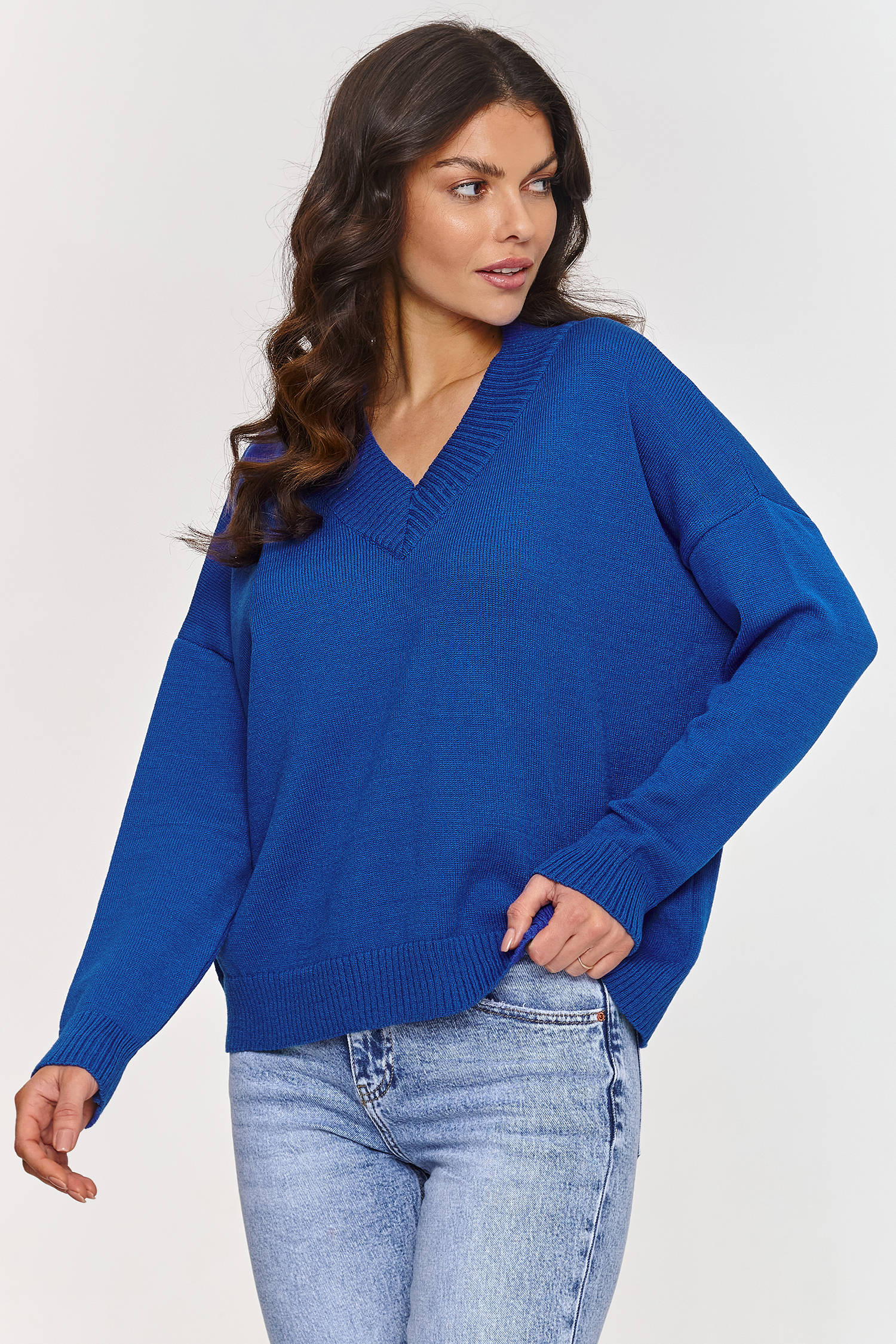 Sweter Damski Model S158 Cobalt - Makadamia