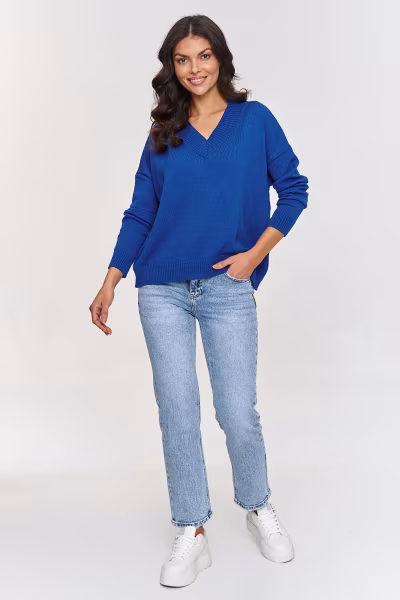 Sweter Damski Model S158 Cobalt - Makadamia — zdjęcie 2
