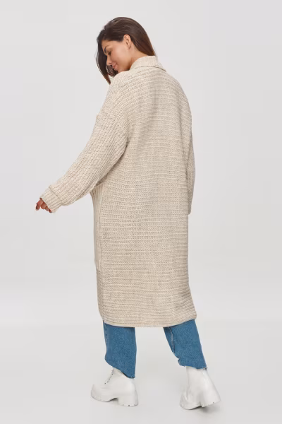 Sweter Kardigan Model S153 Beige Melange - Makadamia — zdjęcie 2