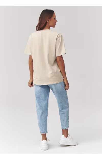 Tshirt Damski Model C41 Light Beige - Makadamia — zdjęcie 3