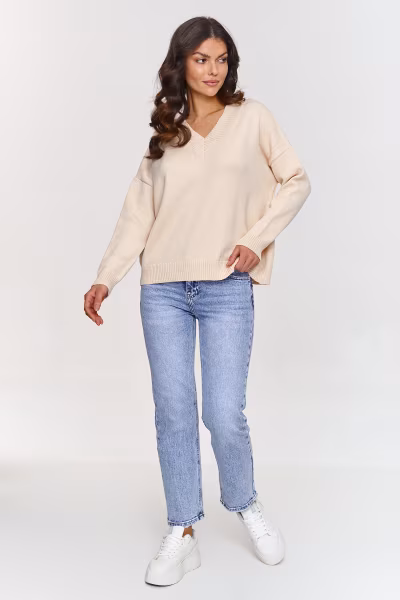 Sweter Damski Model S158 Light Beige - Makadamia — zdjęcie 2