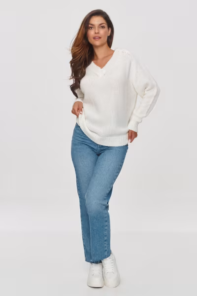 Sweter Damski Model S152 Śmietanka - Makadamia — zdjęcie 2
