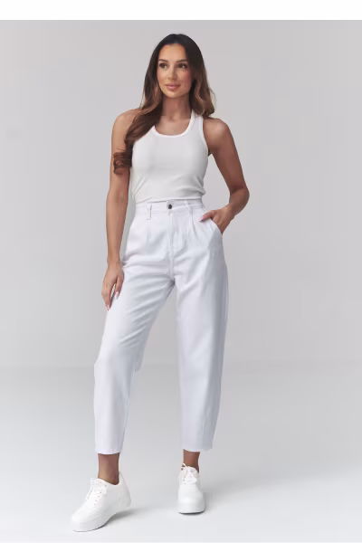 Spodnie Jeansy Damskie Model C52 White - Makadamia — zdjęcie 2