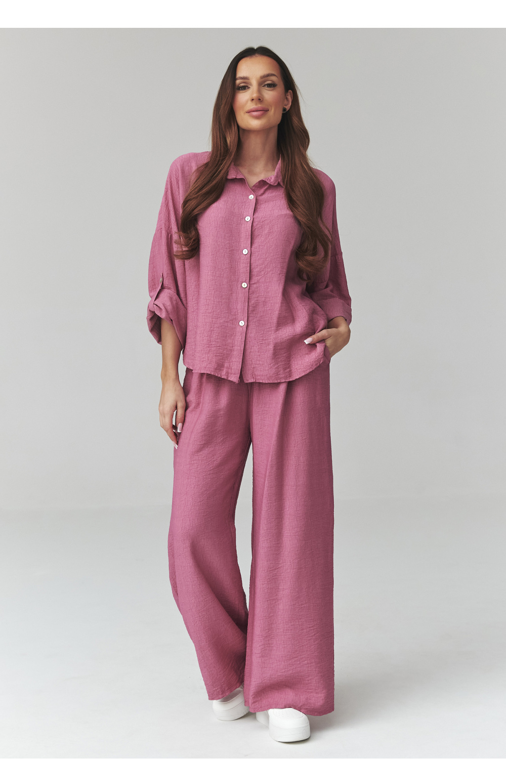 Spodnie Komplet Model C49 Róż indyjski - Makadamia