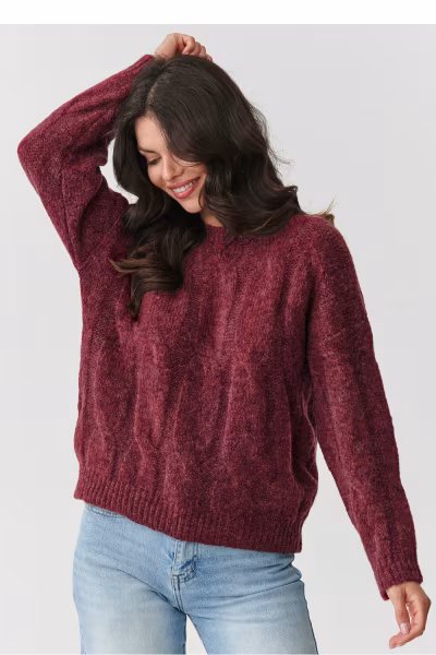 Sweter Damski Model S169 Bordo - Makadamia — zdjęcie 1