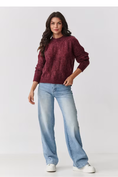 Sweter Damski Model S169 Bordo - Makadamia — zdjęcie 2