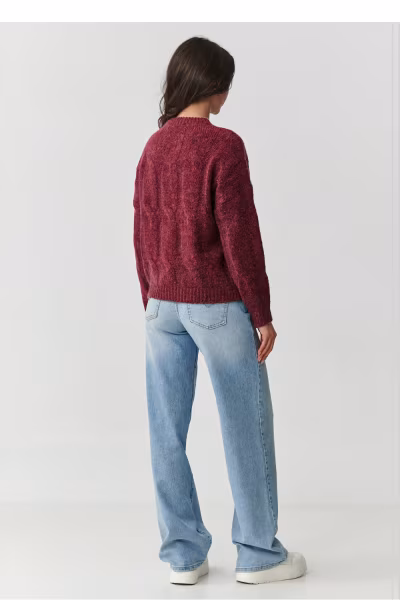 Sweter Damski Model S169 Bordo - Makadamia — zdjęcie 3