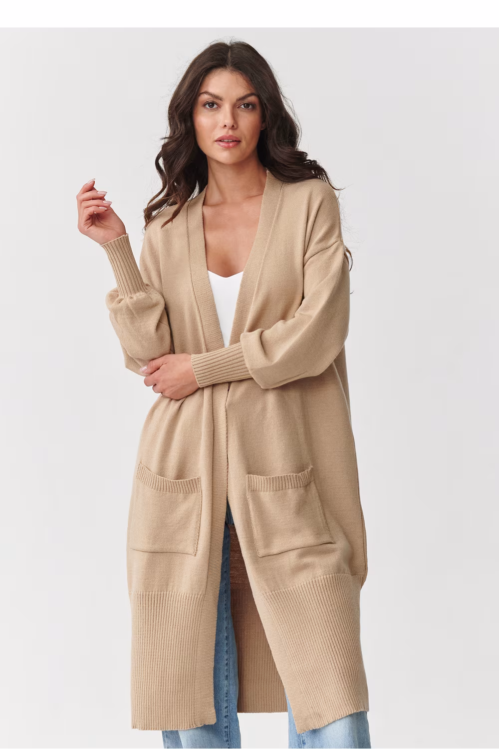 Sweter Kardigan Model S167 Piasek - Makadamia
