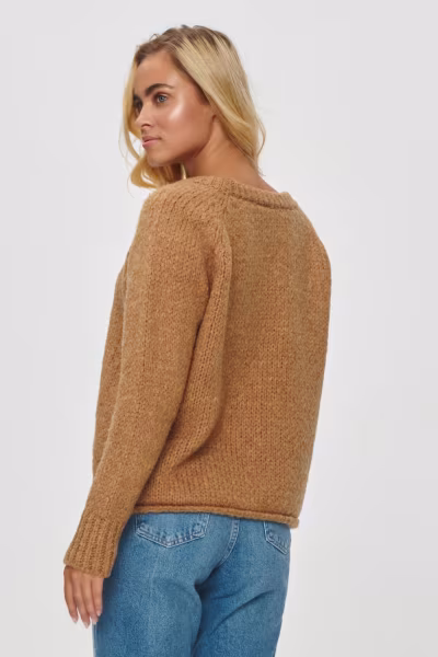 Sweter Damski Model S150 Camel - Makadamia — zdjęcie 3