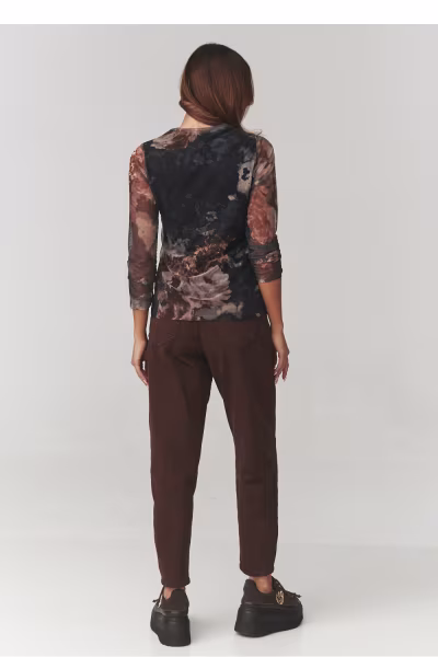 Bluzka Model C18 Flowers Print - Makadamia — zdjęcie 3
