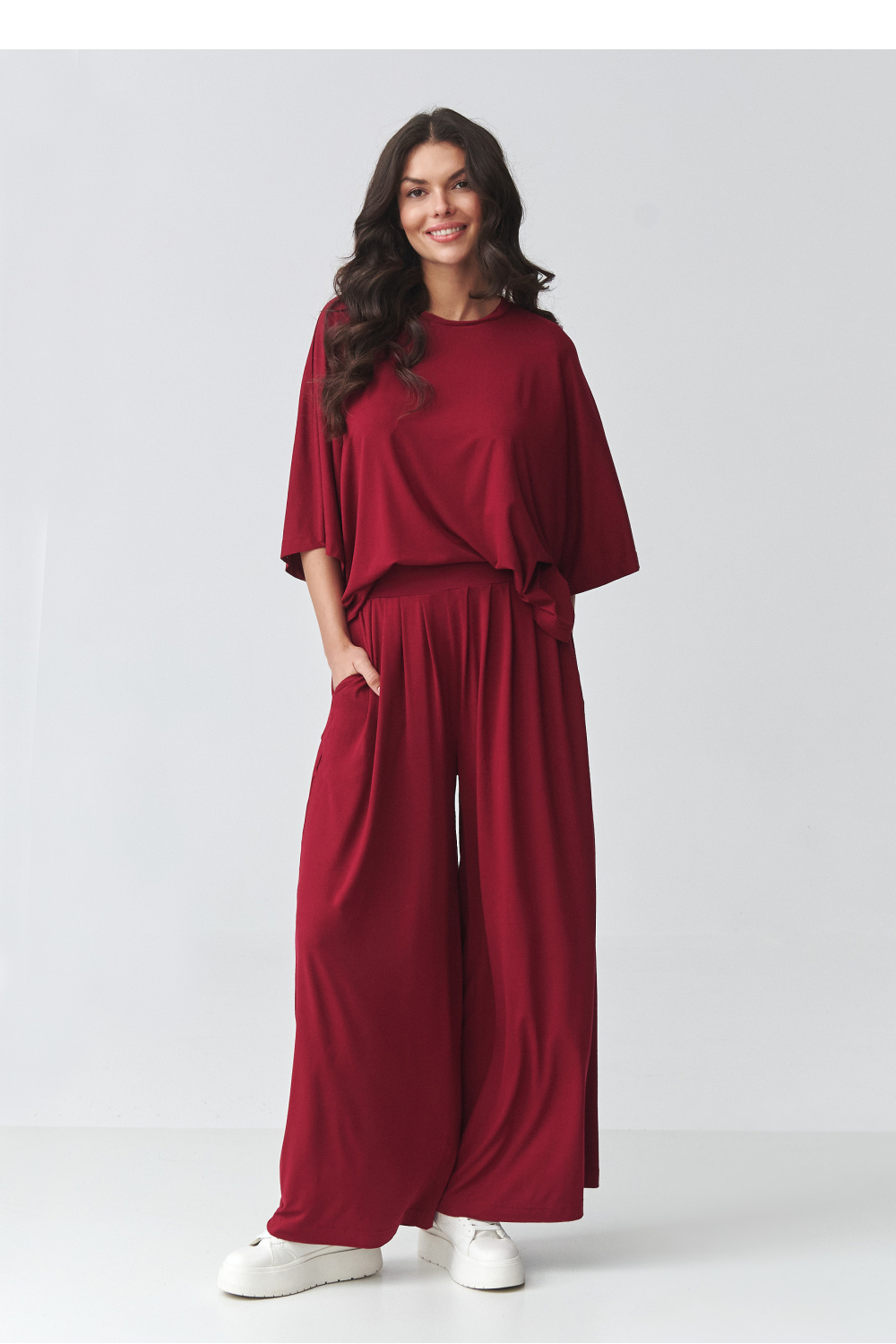 Spodnie Komplet Model M926 Bordo - Makadamia