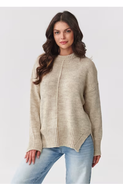 Sweter Damski Model S159 Beige Melange - Makadamia — zdjęcie 1