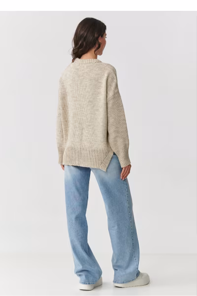 Sweter Damski Model S159 Beige Melange - Makadamia — zdjęcie 3