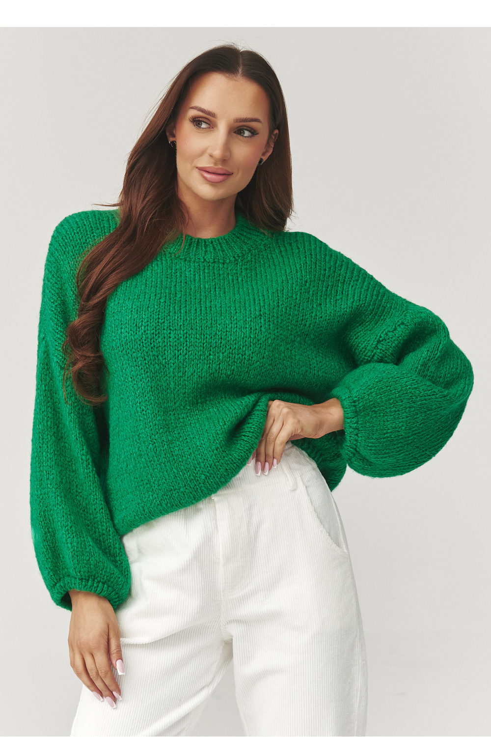 Sweter Damski Model C37 Green - Makadamia