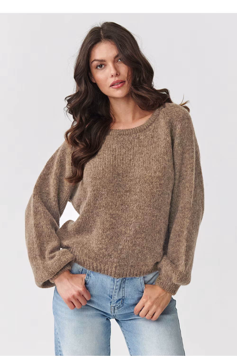 Sweter Damski Model S168 Tabacco - Makadamia