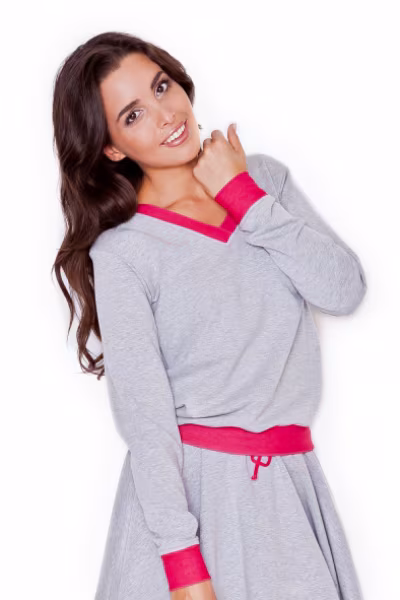 Bluza Damska Model K276 Grey/Pink - Katrus — zdjęcie 1