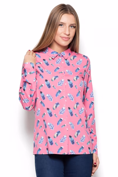 Koszula Damska Model K428 Wzór 51 Pink - Katrus — zdjęcie 1