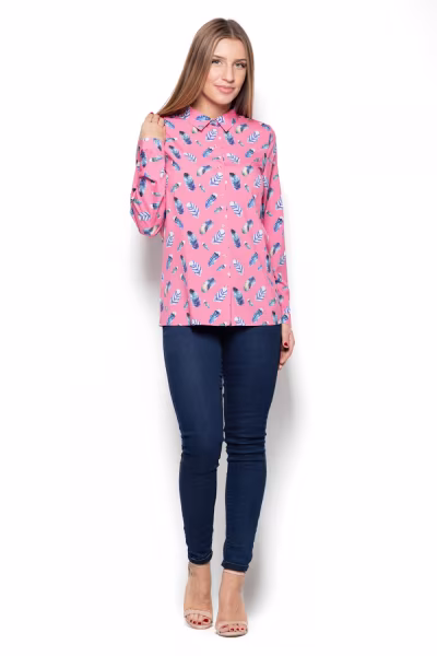Koszula Damska Model K428 Wzór 51 Pink - Katrus — zdjęcie 2