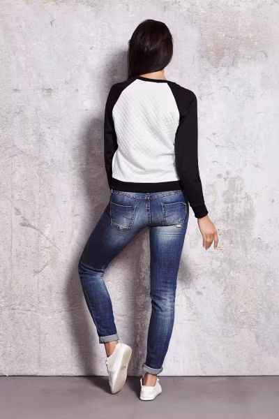 Bluza Damska Model M017 Ecru/Black - Infinite You — zdjęcie 2