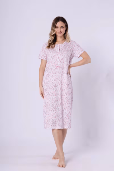 Koszulka nocna Koszula Nocna Model Oriana 1723 Coral/White - M-Max — zdjęcie 1