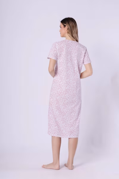 Koszulka nocna Koszula Nocna Model Oriana 1723 Coral/White - M-Max — zdjęcie 3