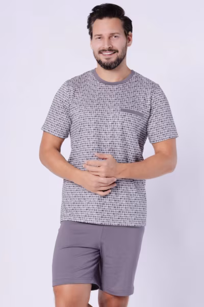 Piżama Męska Model Karol 1751 Stal - M-Max — zdjęcie 1