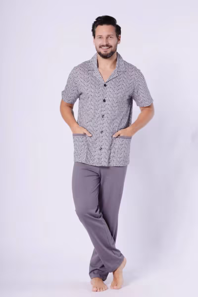 Piżama Męska Model Kacper 1747 Stal - M-Max — zdjęcie 1
