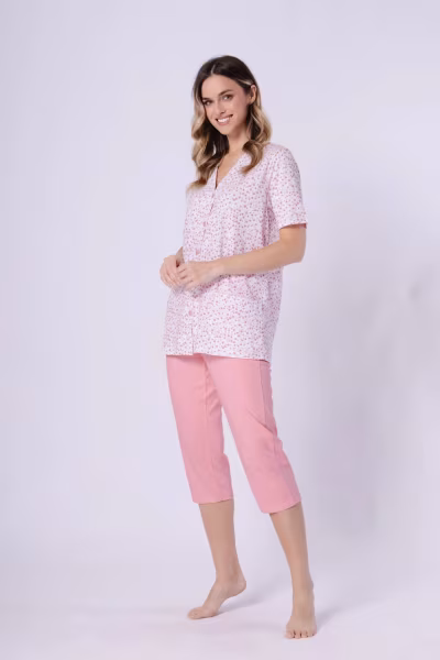 Piżama Damska Model Odetta 1722 Coral/White - M-Max — zdjęcie 2