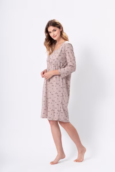 Koszulka nocna Koszula Nocna Model Majka 1385 Beige - M-Max — zdjęcie 2