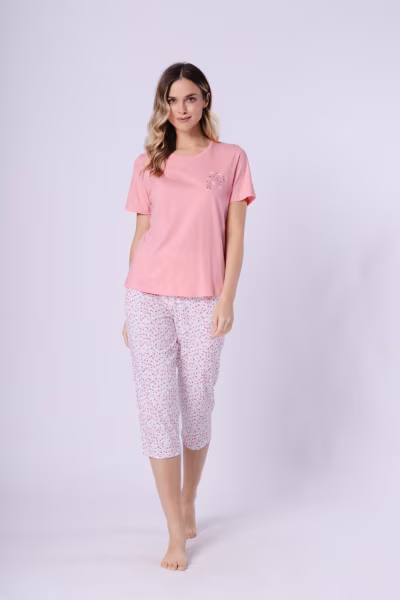 Piżama Damska Model Oksana 1721 Coral/White - M-Max — zdjęcie 1