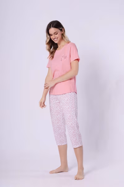 Piżama Damska Model Oksana 1721 Coral/White - M-Max — zdjęcie 2