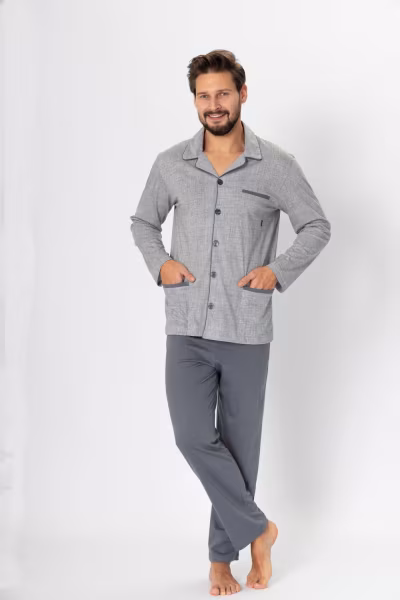 Piżama Męska Model Ambroży 196 Grey Melange - M-Max — zdjęcie 1