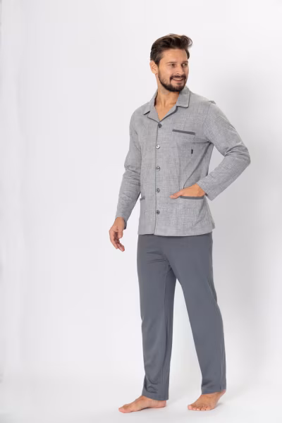 Piżama Męska Model Ambroży 196 Grey Melange - M-Max — zdjęcie 2