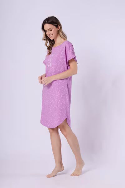 Koszulka nocna Koszula Nocna Model Rena 1716 Magenta - M-Max — zdjęcie 3